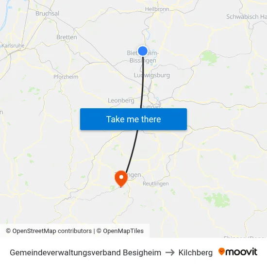 Gemeindeverwaltungsverband Besigheim to Kilchberg map
