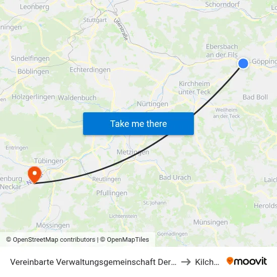 Vereinbarte Verwaltungsgemeinschaft Der Stadt Uhingen to Kilchberg map