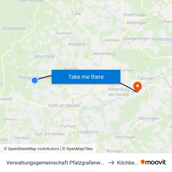 Verwaltungsgemeinschaft Pfalzgrafenweiler to Kilchberg map