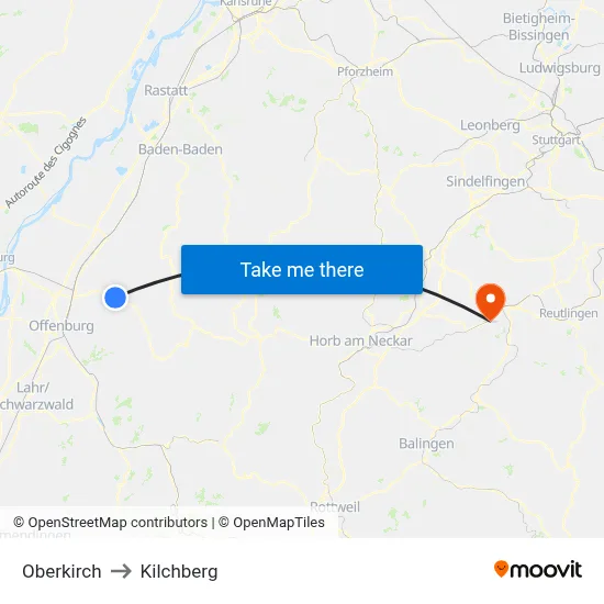 Oberkirch to Kilchberg map