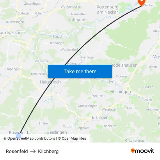 Rosenfeld to Kilchberg map