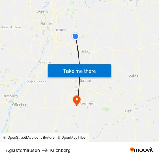 Aglasterhausen to Kilchberg map