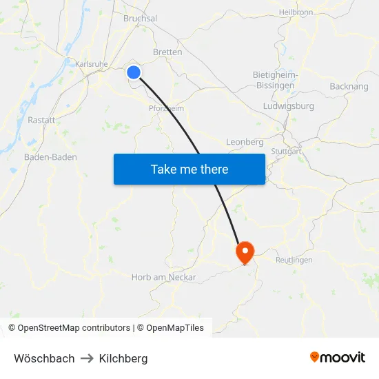 Wöschbach to Kilchberg map