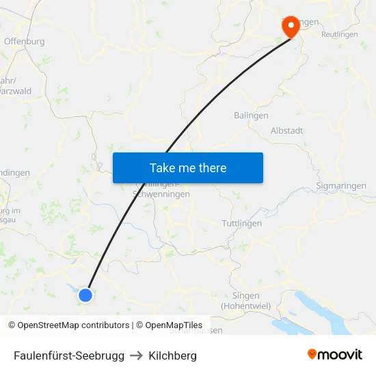 Faulenfürst-Seebrugg to Kilchberg map