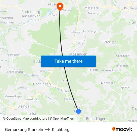 Gemarkung Starzeln to Kilchberg map