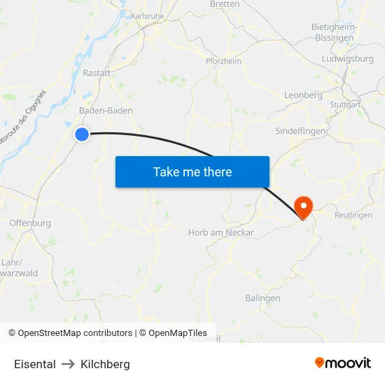 Eisental to Kilchberg map