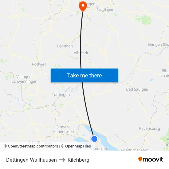 Dettingen-Wallhausen to Kilchberg map