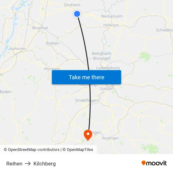Reihen to Kilchberg map