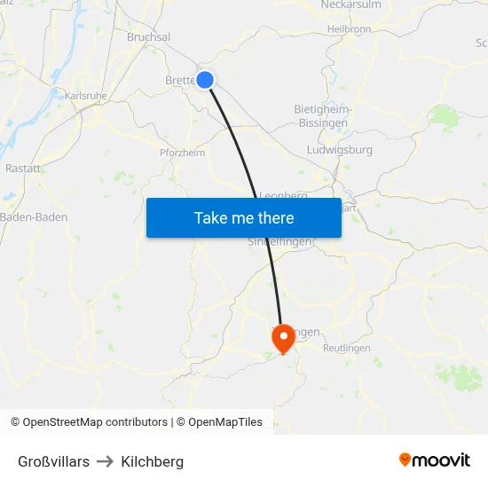 Großvillars to Kilchberg map