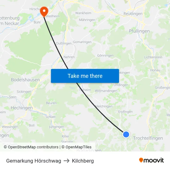 Gemarkung Hörschwag to Kilchberg map