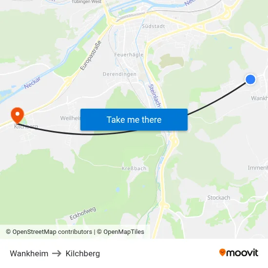 Wankheim to Kilchberg map