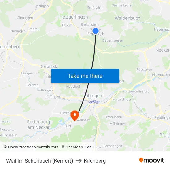 Weil Im Schönbuch (Kernort) to Kilchberg map