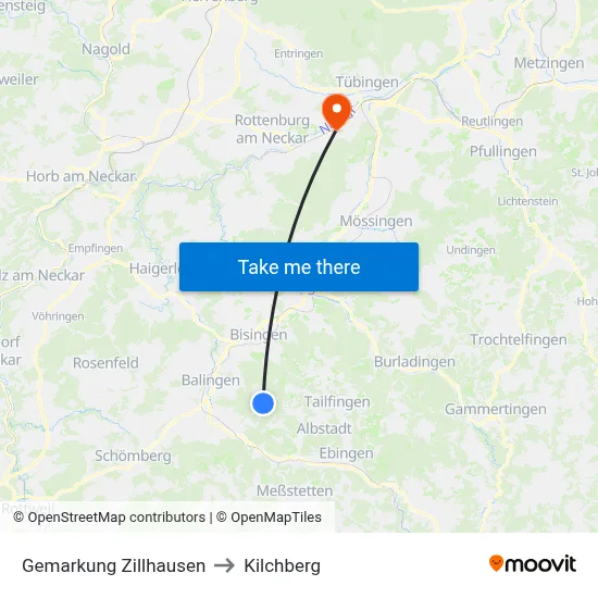 Gemarkung Zillhausen to Kilchberg map