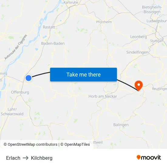 Erlach to Kilchberg map
