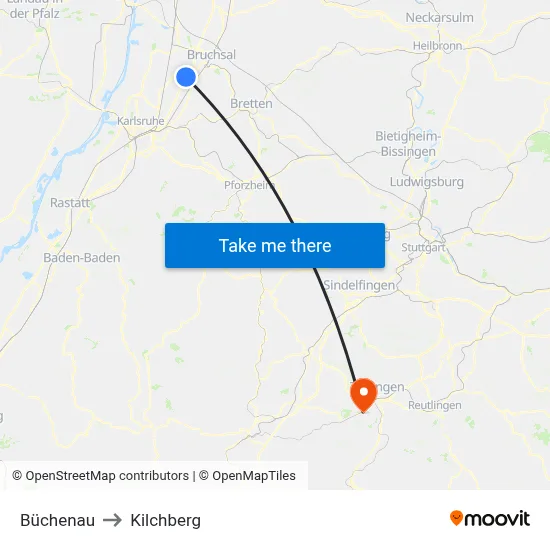Büchenau to Kilchberg map
