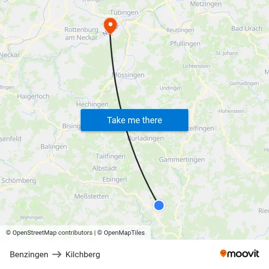 Benzingen to Kilchberg map