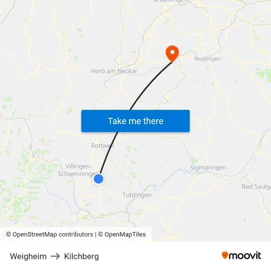 Weigheim to Kilchberg map