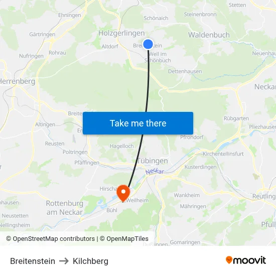 Breitenstein to Kilchberg map