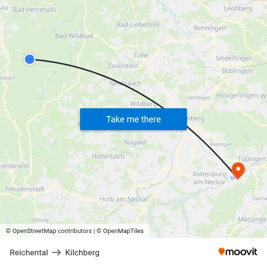 Reichental to Kilchberg map