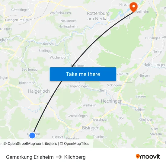 Gemarkung Erlaheim to Kilchberg map