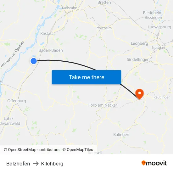 Balzhofen to Kilchberg map