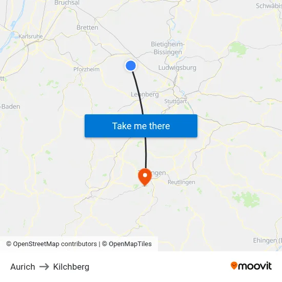 Aurich to Kilchberg map
