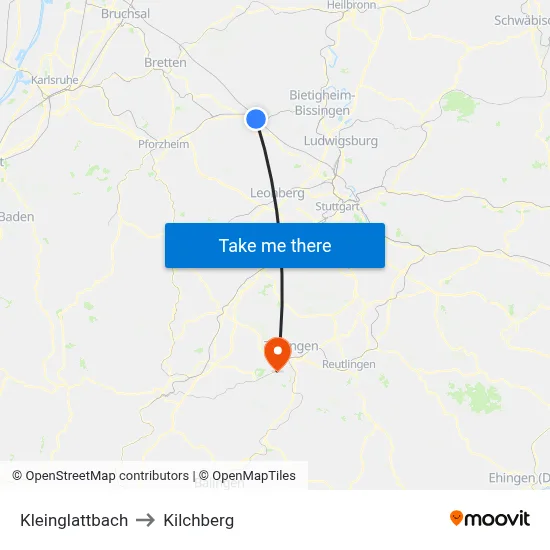 Kleinglattbach to Kilchberg map