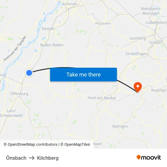 Önsbach to Kilchberg map