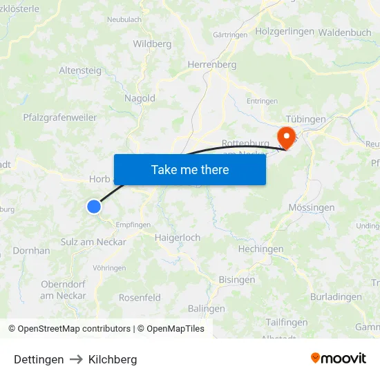 Dettingen to Kilchberg map