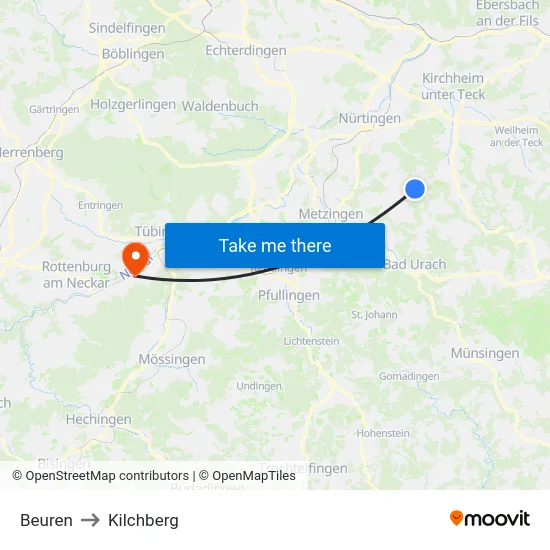 Beuren to Kilchberg map