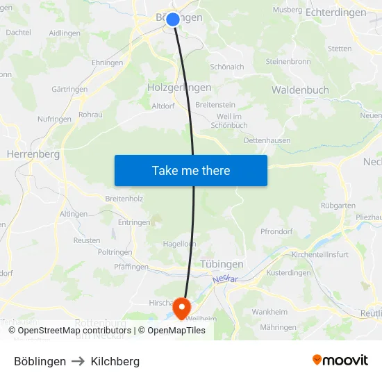 Böblingen to Kilchberg map