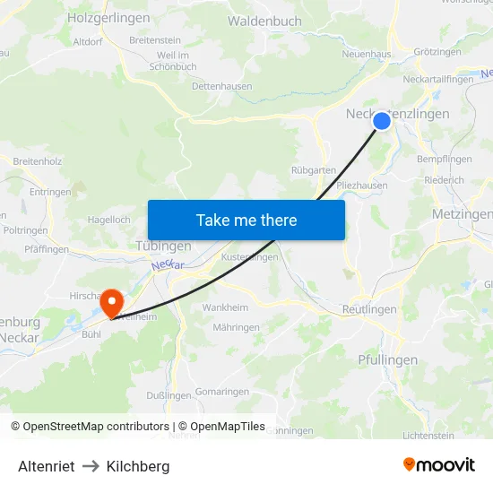Altenriet to Kilchberg map