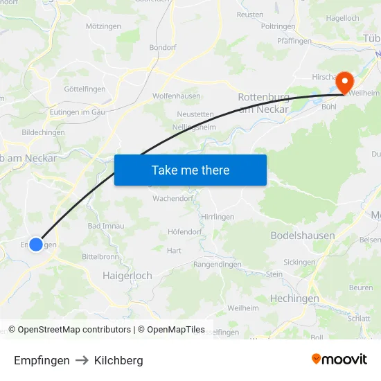 Empfingen to Kilchberg map