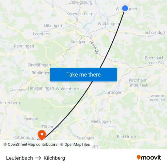 Leutenbach to Kilchberg map