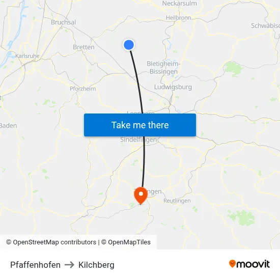 Pfaffenhofen to Kilchberg map