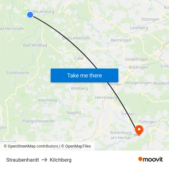 Straubenhardt to Kilchberg map