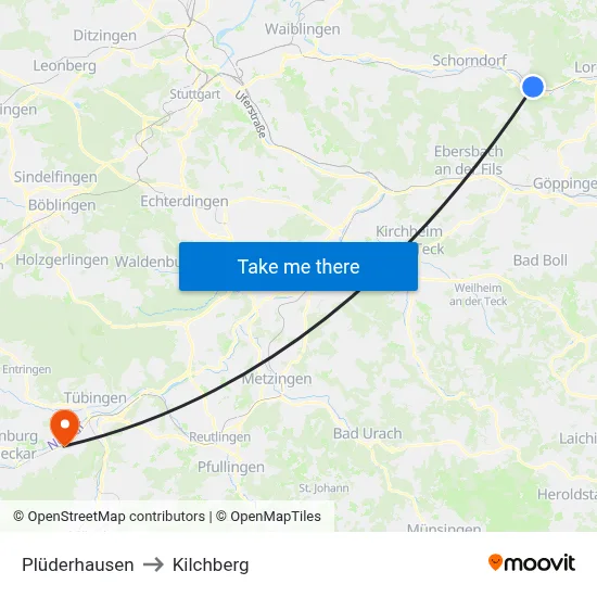 Plüderhausen to Kilchberg map