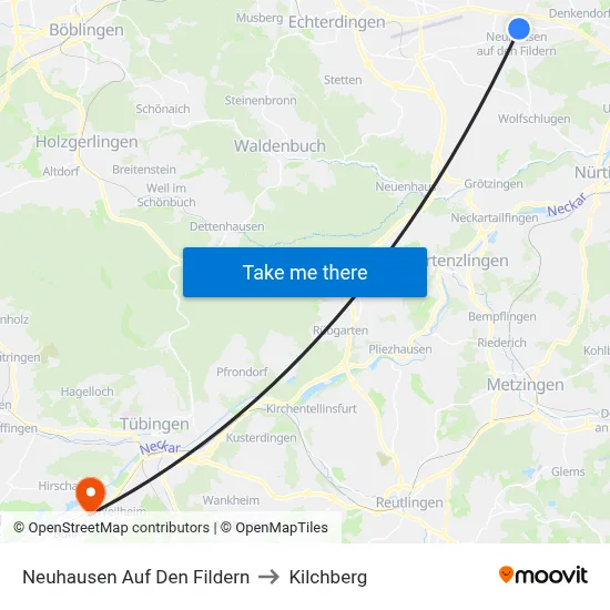 Neuhausen Auf Den Fildern to Kilchberg map