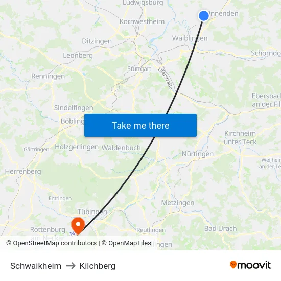 Schwaikheim to Kilchberg map