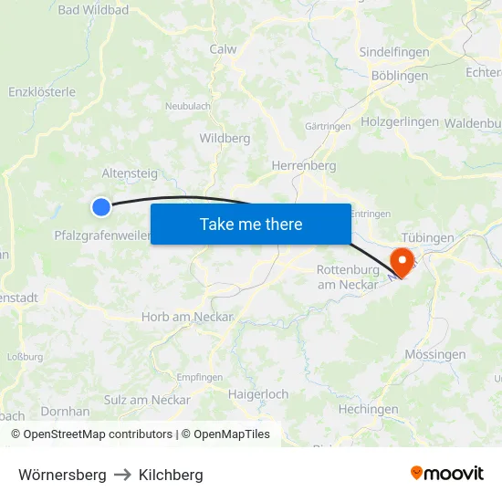 Wörnersberg to Kilchberg map
