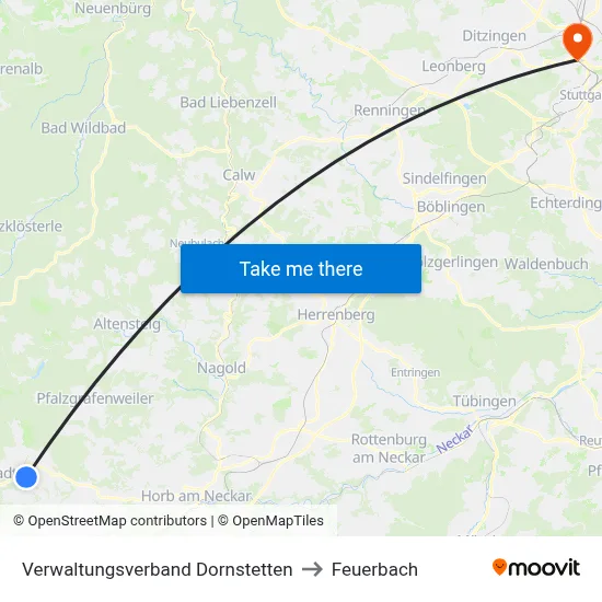 Verwaltungsverband Dornstetten to Feuerbach map