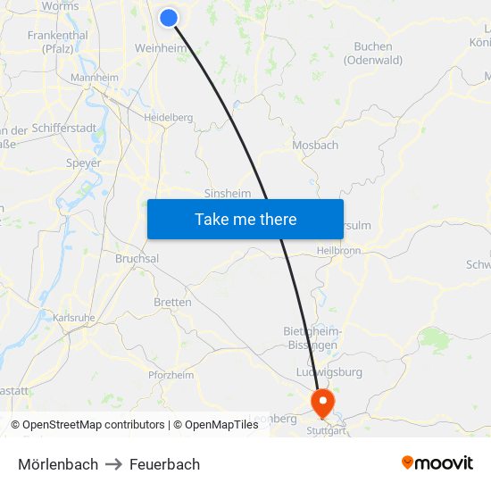 Mörlenbach to Feuerbach map