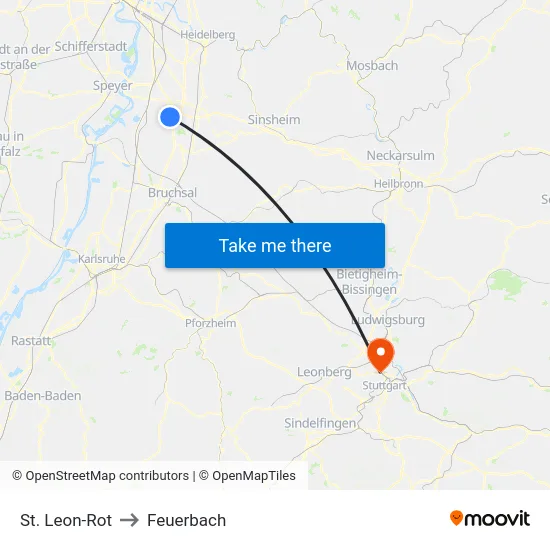 St. Leon-Rot to Feuerbach map