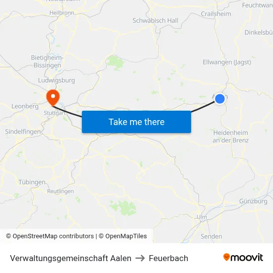 Verwaltungsgemeinschaft Aalen to Feuerbach map