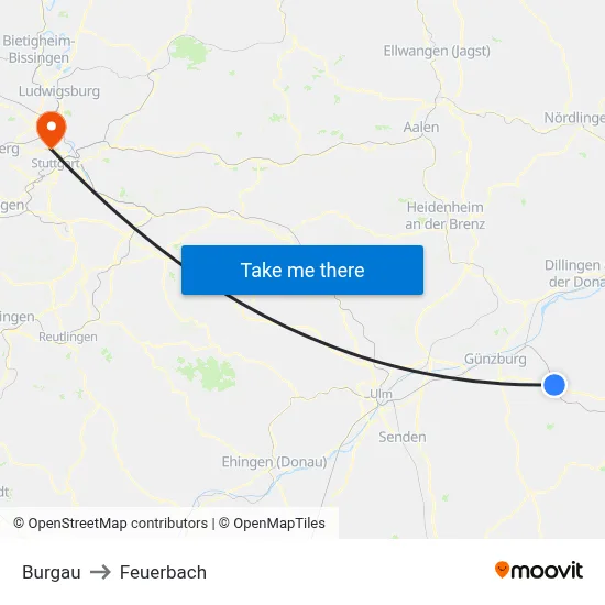 Burgau to Feuerbach map