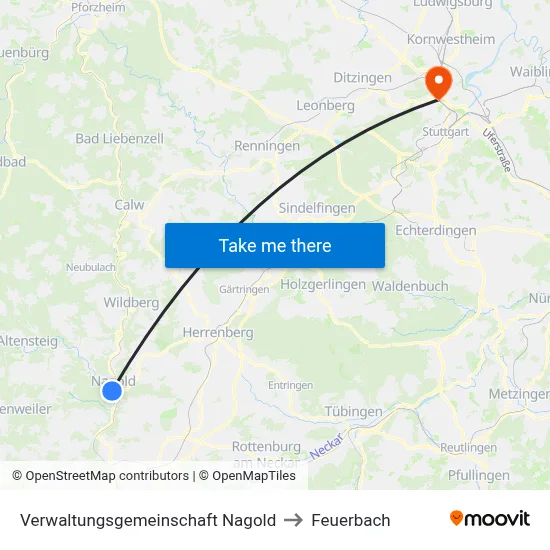 Verwaltungsgemeinschaft Nagold to Feuerbach map