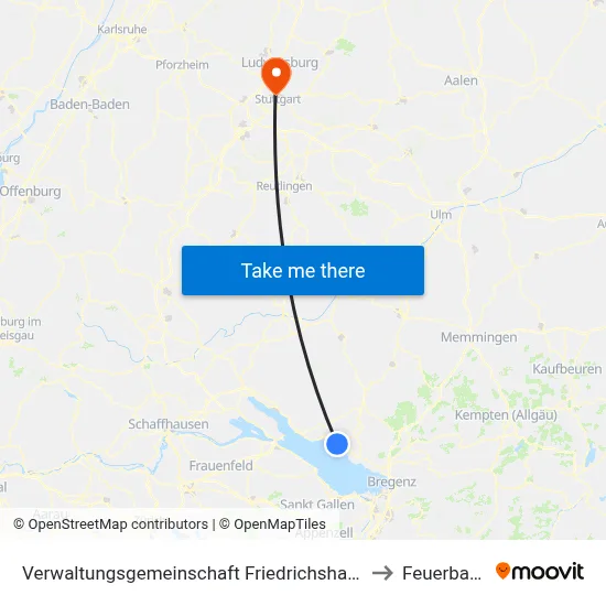 Verwaltungsgemeinschaft Friedrichshafen to Feuerbach map