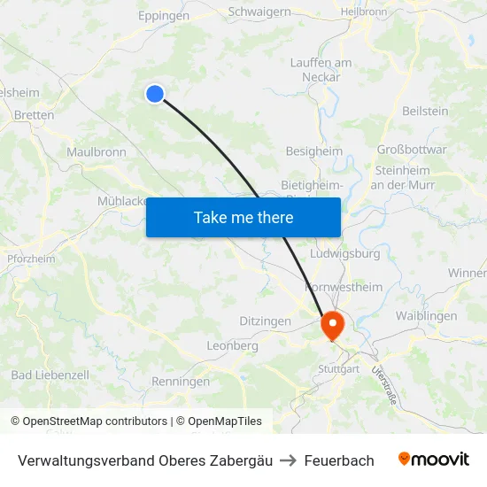 Verwaltungsverband Oberes Zabergäu to Feuerbach map