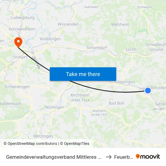 Gemeindeverwaltungsverband Mittleres Fils-Lautertal to Feuerbach map