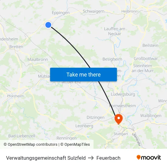 Verwaltungsgemeinschaft Sulzfeld to Feuerbach map